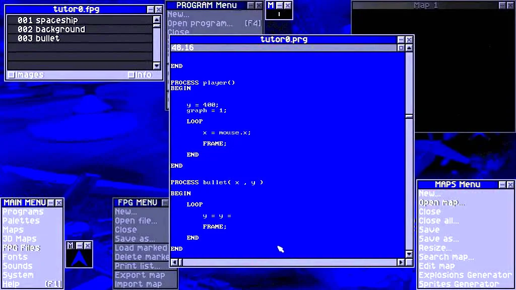 A screenshot of the DIV Games Studio desktop environment